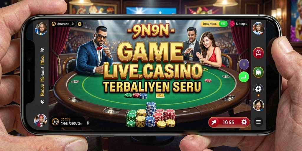 Screenshot gameplay Live Casino di 9N9N menampilkan dealer profesional dan permainan menarik.