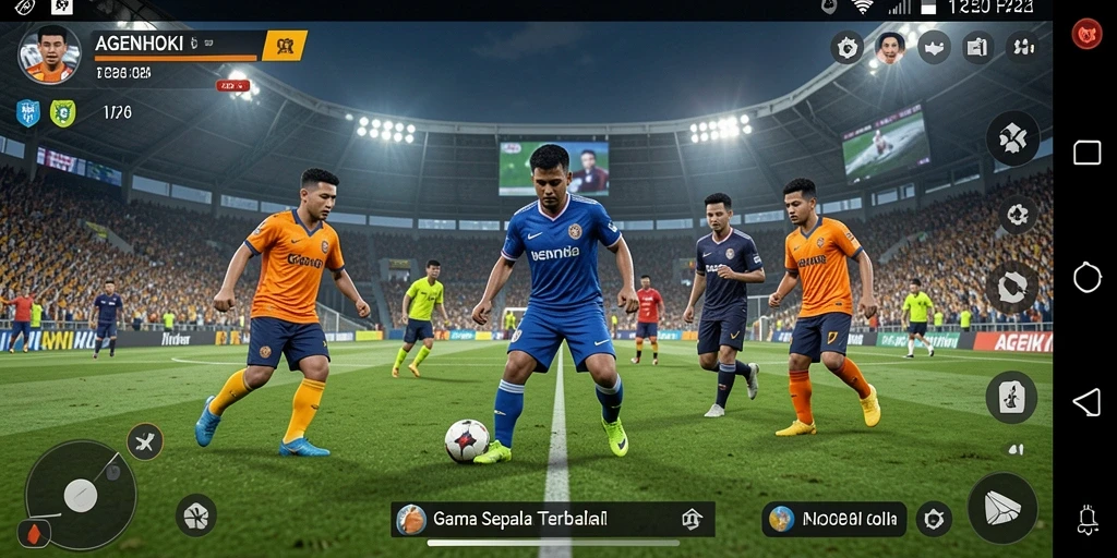 Tangkapan layar utama <strong>AGENHOKI</strong> menampilkan aksi pertandingan sepak bola yang mendebarkan.