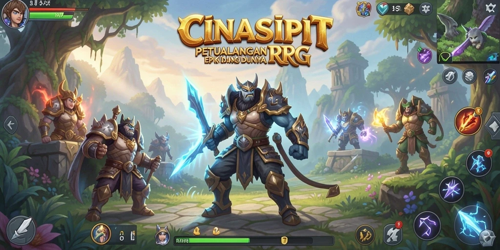 Tampak gameplay mendebarkan dengan pertarungan karakter RPG.