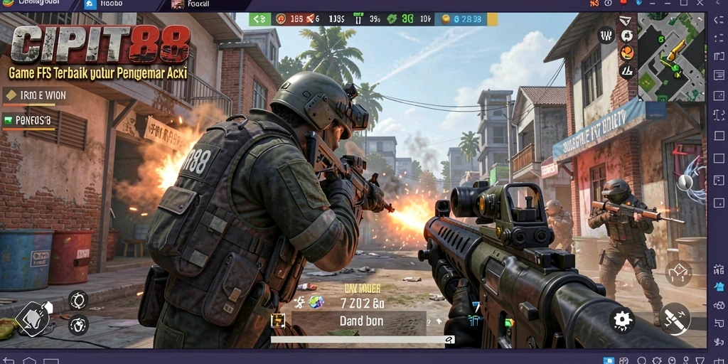 Tampilan gameplay intens dari game FPS CIPIT88.