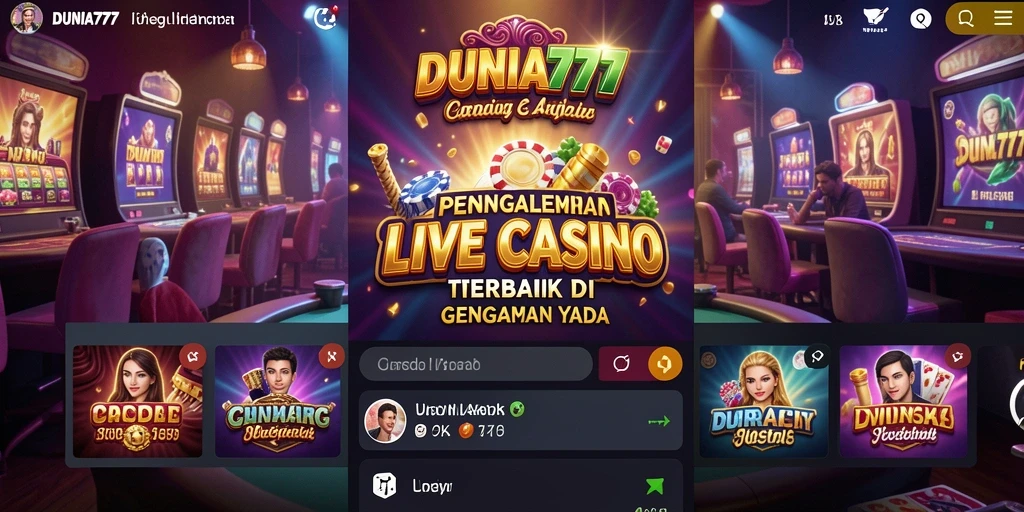 Screenshot DUNIA777 yang menampilkan dealer langsung dan antarmuka permainan.