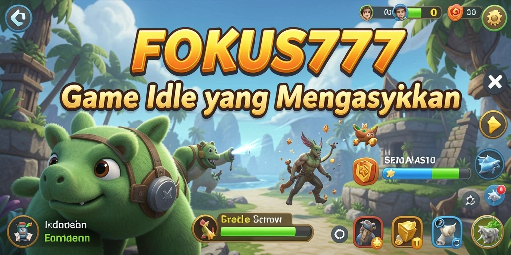 Screenshot utama FOKUS777 menampilkan aksi strategis dalam gameplay Idle.