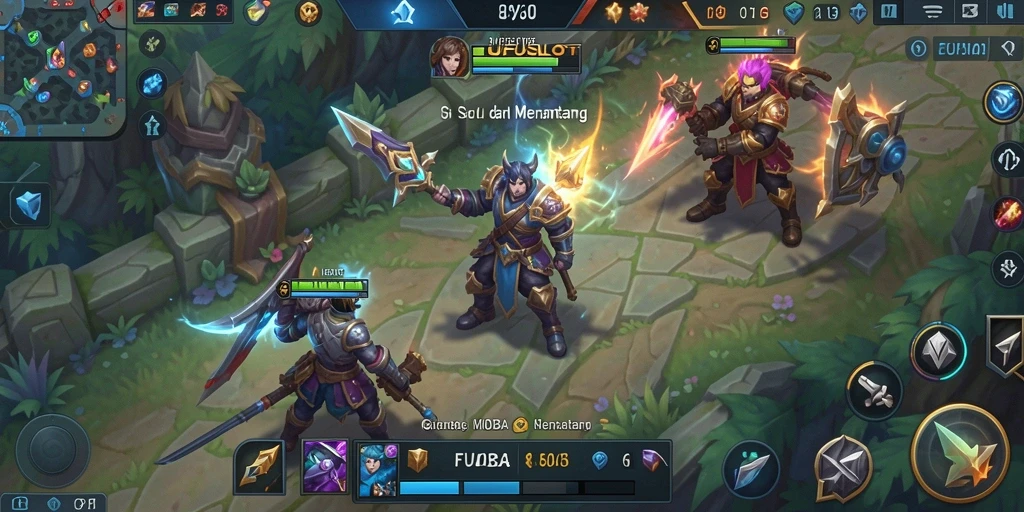 Tampilan gameplay menarik dari FUFUSLOT dalam pertempuran MOBA.