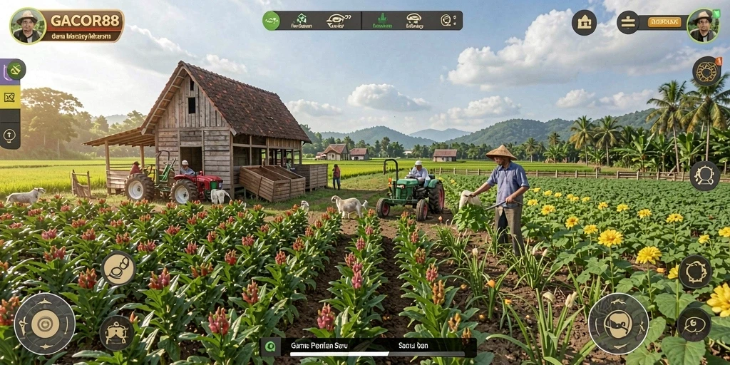 Tampilan gameplay pertanian yang menyenangkan di GACOR88.