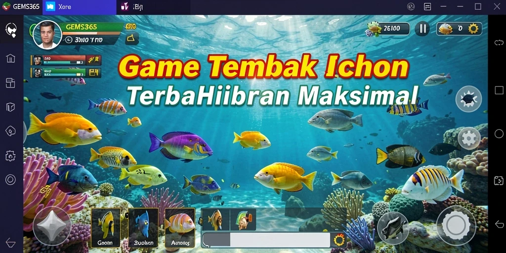 Screenshot GEMS365 menunjukkan keseruan menangkap ikan di bawah laut.