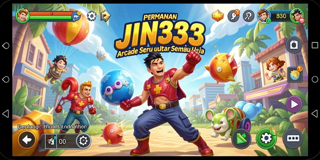 Screenshot gameplay JIN33 menunjukkan karakter beraksi di level penuh tantangan.