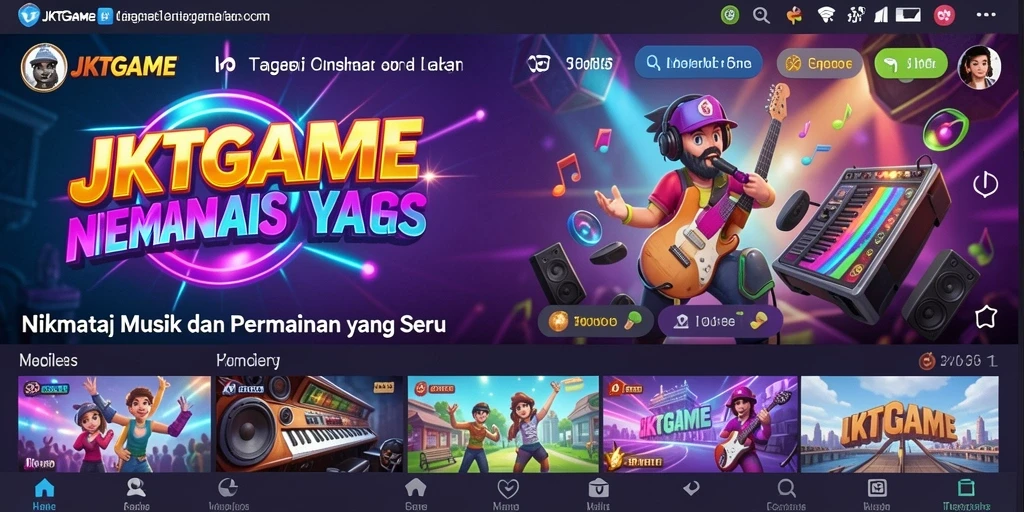 Screenshot gameplay JKTGAME menampilkan interaksi seru dengan musik.