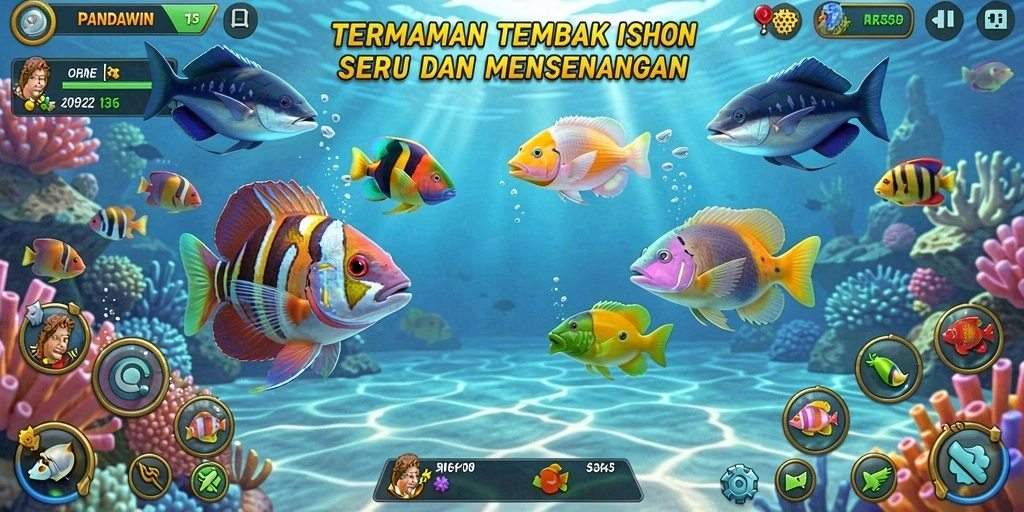 Screenshot gameplay menampilkan aksi seru permainan Tembak Ikan.