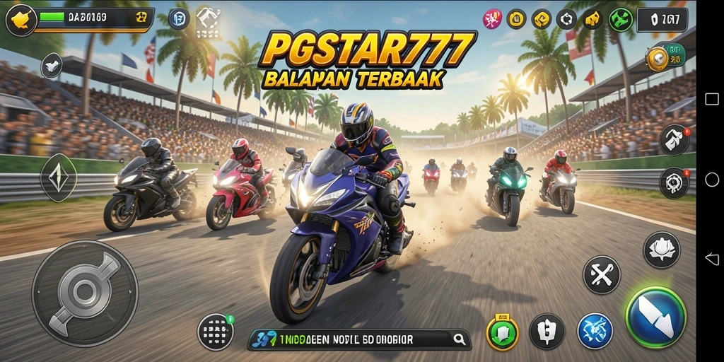 Tampilan gameplay PGSTAR777 yang mendebarkan saat balapan motor.