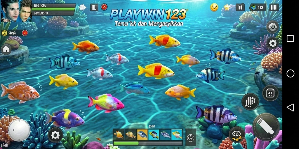 Tangkapan layar gameplay seru dari <strong>PLAYWIN123</strong> di dunia Tembak Ikan.
