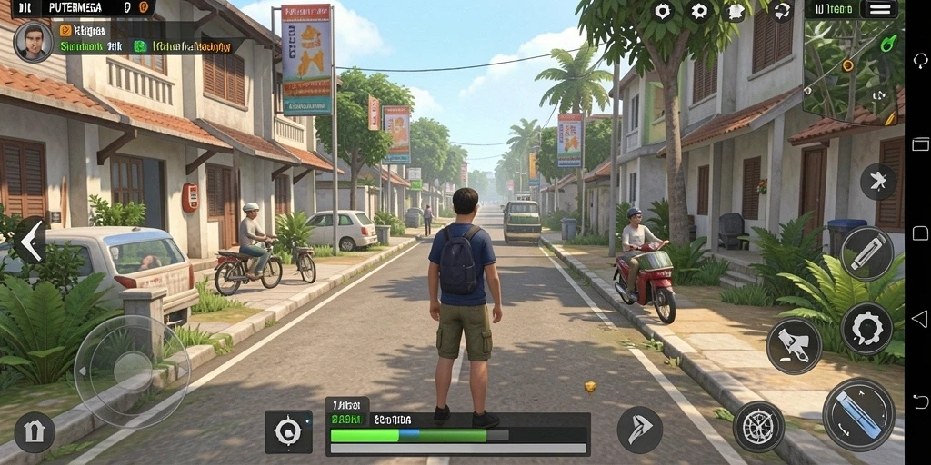 Screenshot gameplay yang menampilkan interaksi sosial dalam <strong>PUTERMEGA</strong>.