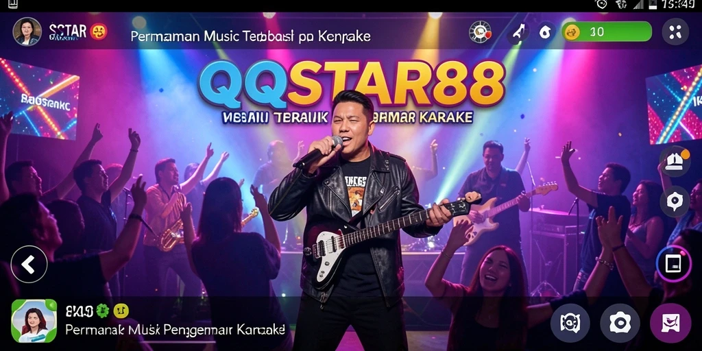 Screenshot utama QQSTAR88 menampilkan pengguna sedang melakukan karaoke.