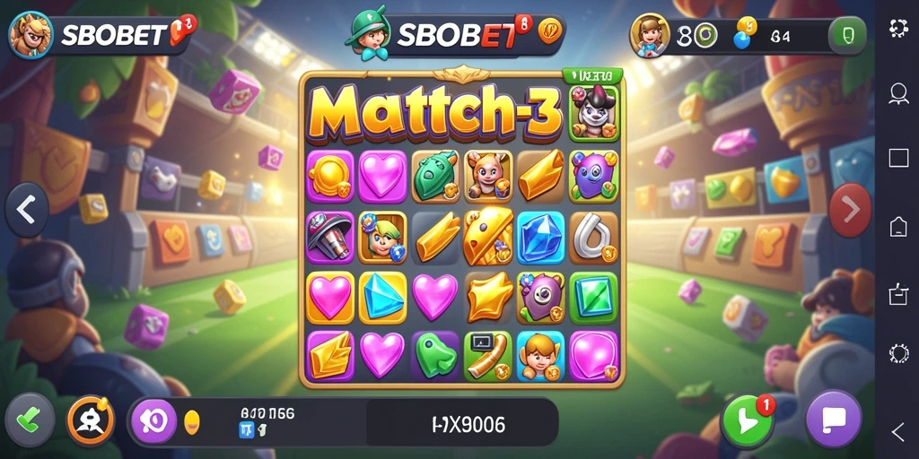 Tampilan gameplay SBOBET yang seru dalam permainan Match-3.