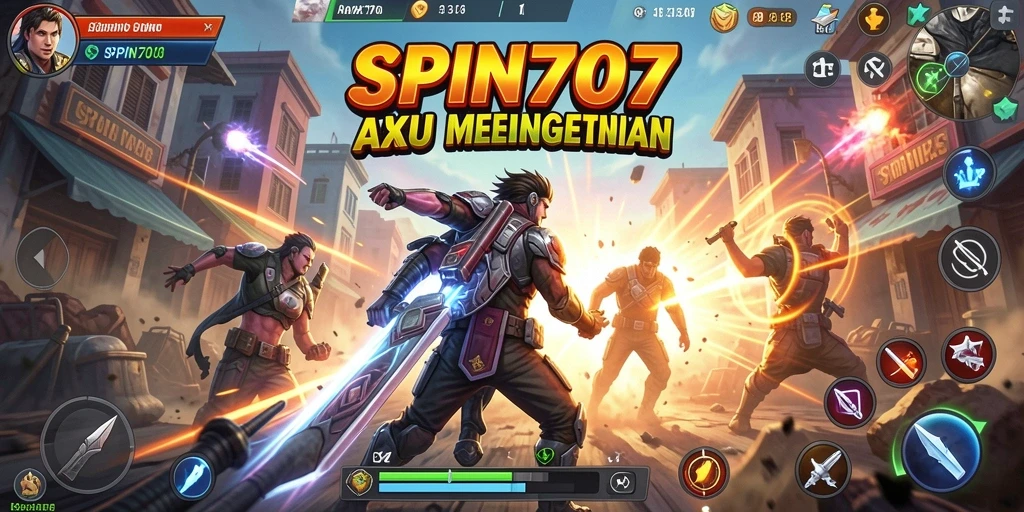 Tangkapan layar SPIN707 menampilkan karakter bertarung dalam aksi cepat.