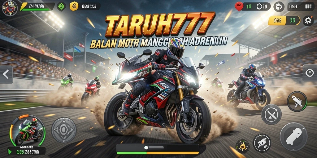 Tampilan gameplay TARUH777 yang mengasyikkan di trek balap motor.