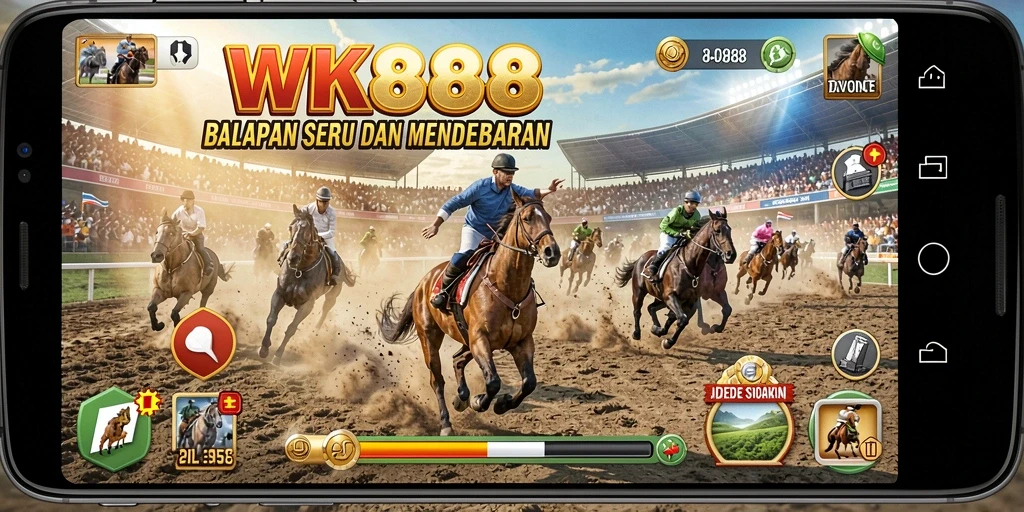 Tampilan gameplay WK888 yang menunjukkan aksi balapan mendebarkan.